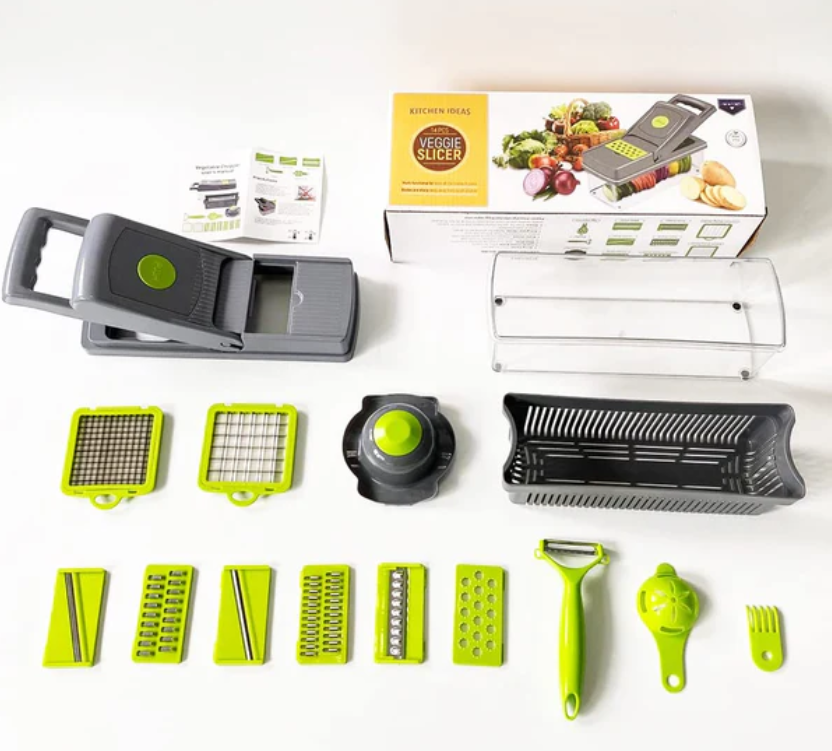 8-in-1 Multifunction Vegetable Chopper with Interchangeable Blades | Manual Food Slicer & Dicer with Egg Separator