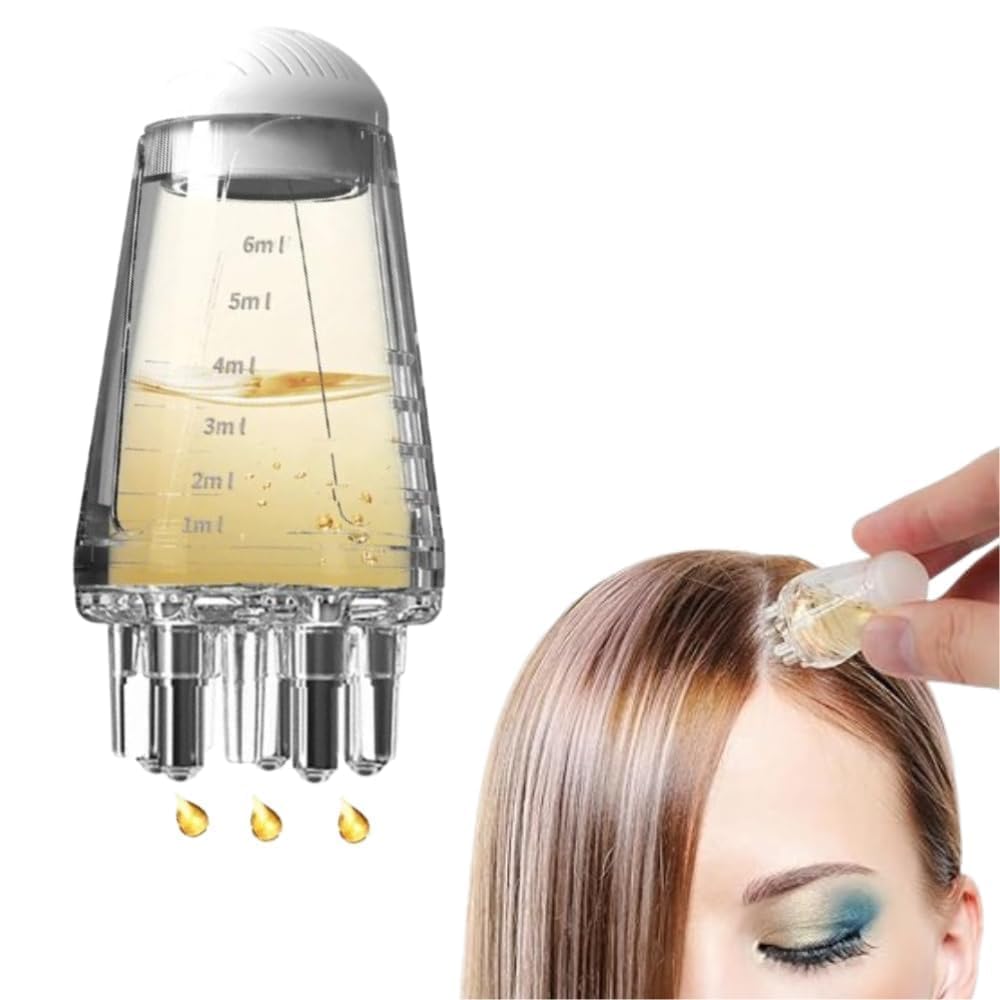 Estoy Hair Oil Applicator Comb, Smooth Root Comb Applicator Bottle For Scalp Oil, Anti Hair Loss Lotion Dispenser, Anti-Leak, 6Ml Scale Control, Salon Care, Oily/Greasy Hair (10ML)