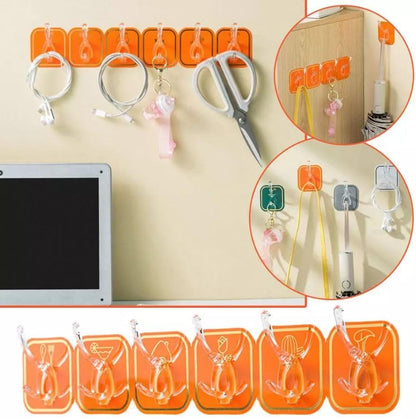 Estoy Kitchen Bathroom Six Row Wall Hook Wall Hanger Home Storage Tools Sticky Hook - 2 pc (12 Hook) Multi Color.