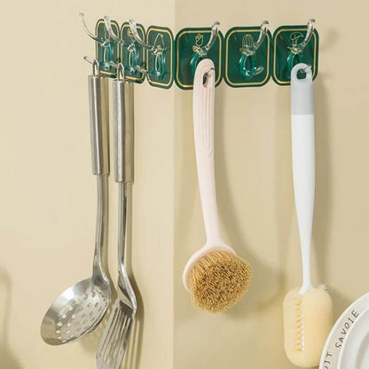 Estoy Kitchen Bathroom Six Row Wall Hook Wall Hanger Home Storage Tools Sticky Hook - 2 pc (12 Hook) Multi Color.