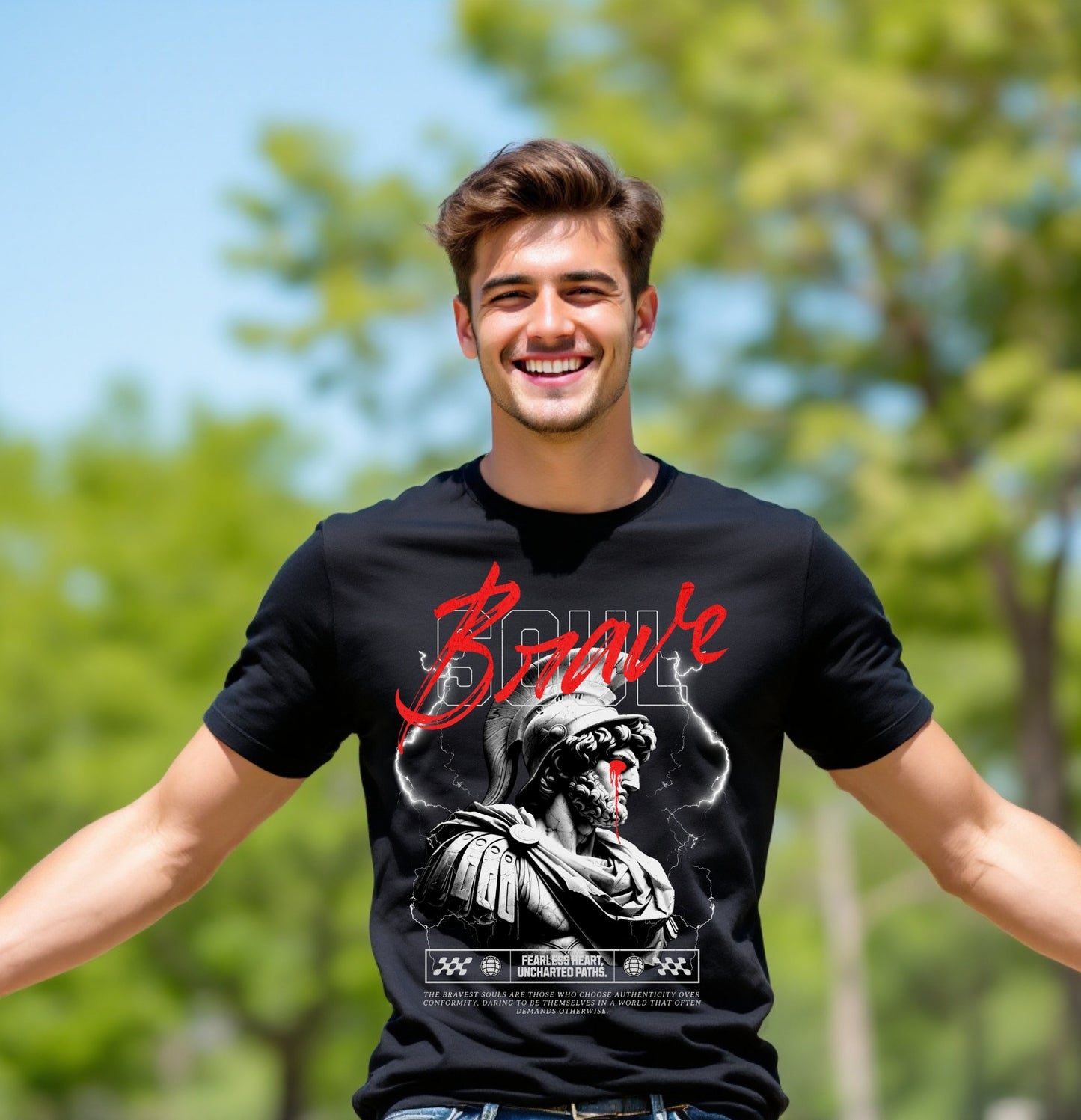 Brave Warrior Graphic T-Shirt – Fearless Heart, Uncharted Paths