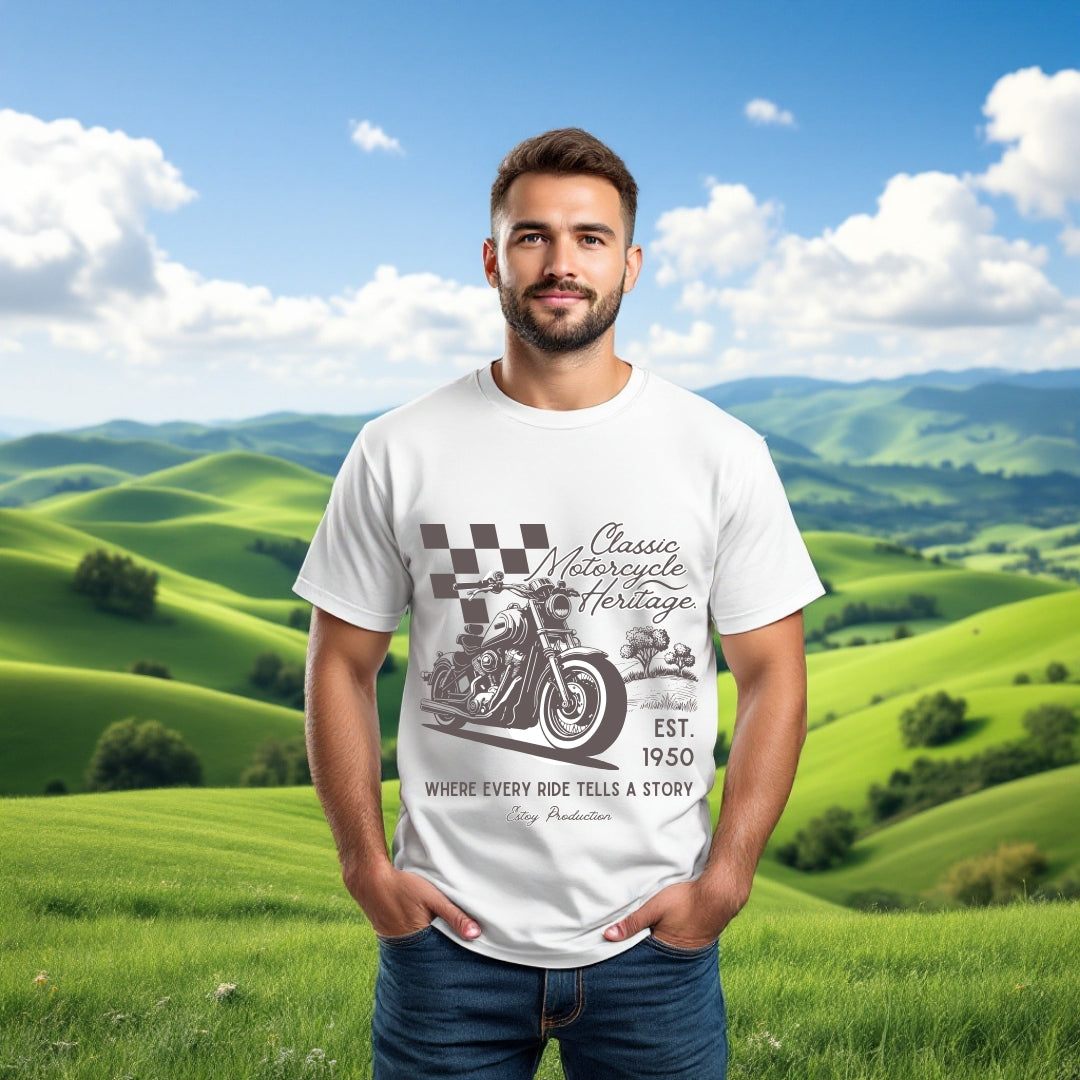 "Classic Motorcycle Heritage" Vintage Biker T-Shirt