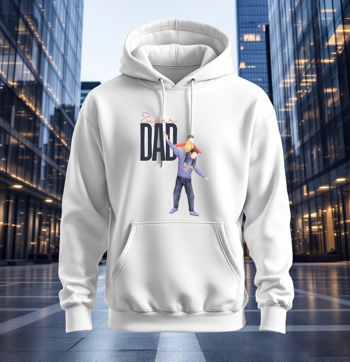 Super Dad Hoodie - Father's Day Gift Sweatshirt, Dad and Kid Illustration, Best Dad Ever Apparel