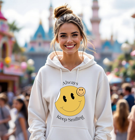 Always Keep Smiling Hoodie – Cute Positive Vibes Sweatshirt