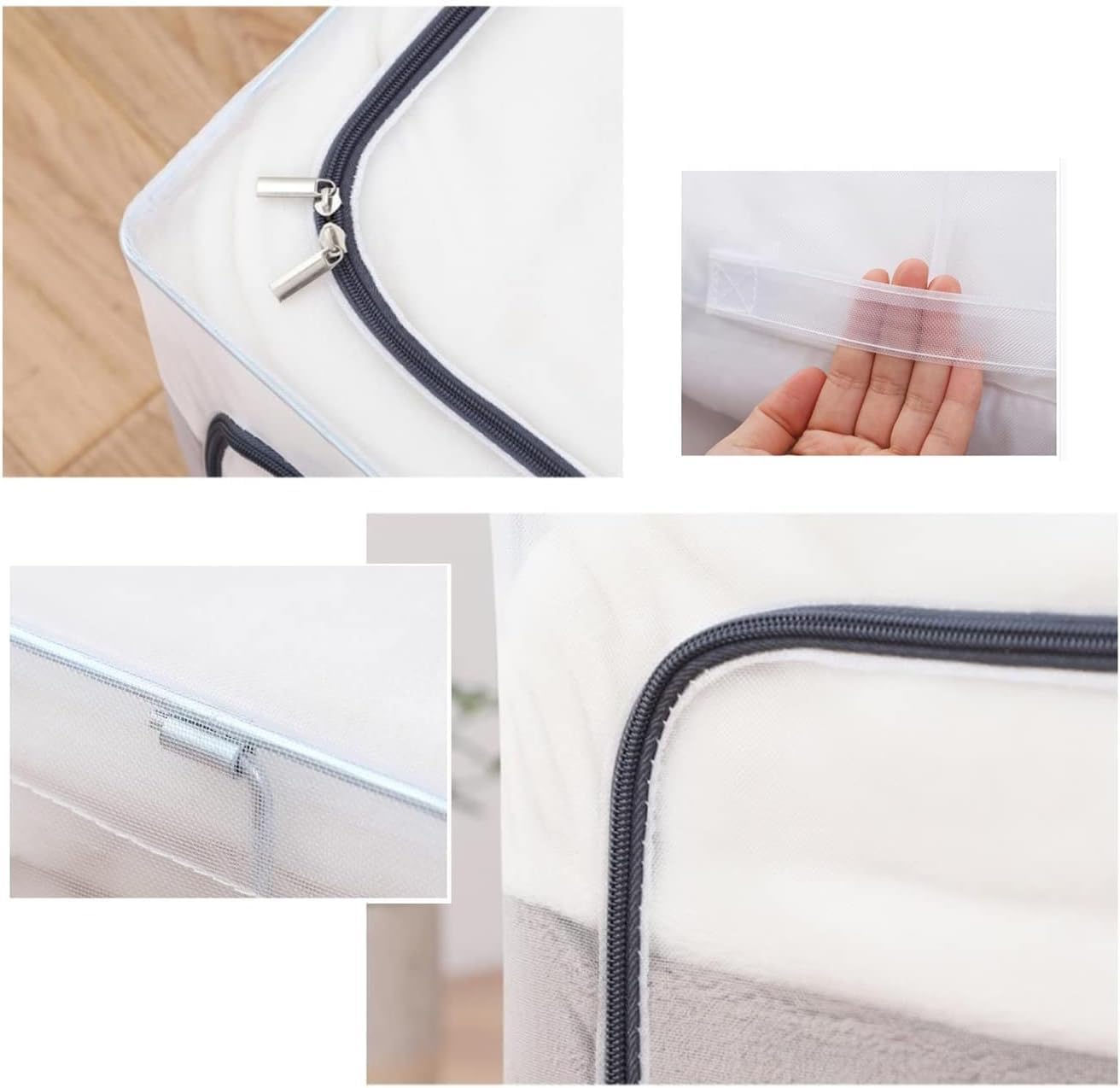 66 litre  Foldable Transparent Storage Box with Dual Zippers