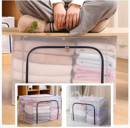 66 litre  Foldable Transparent Storage Box with Dual Zippers