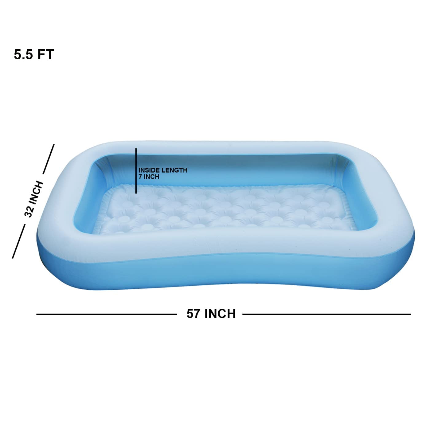 Inflatable Family Swimming Pool with Air Pump – Large Rectangular Kiddie Pool for Kids & Adults 6.7 FEETS (2.01m) LENGTH,5.9 FEETS (1.50m) BREATH AND 54 CM