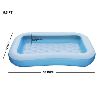 Inflatable Family Swimming Pool with Air Pump – Large Rectangular Kiddie Pool for Kids & Adults 6.7 FEETS (2.01m) LENGTH,5.9 FEETS (1.50m) BREATH AND 54 CM