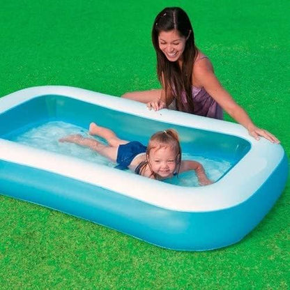 Inflatable Family Swimming Pool with Air Pump – Large Rectangular Kiddie Pool for Kids & Adults 6.7 FEETS (2.01m) LENGTH,5.9 FEETS (1.50m) BREATH AND 54 CM