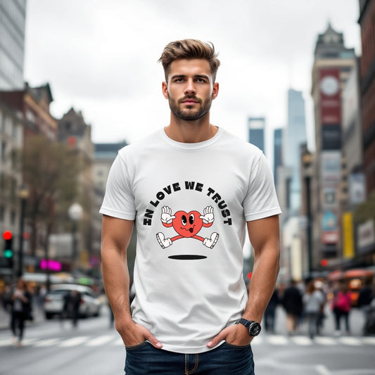 "In Love We Trust" Heart Cartoon T-Shirt