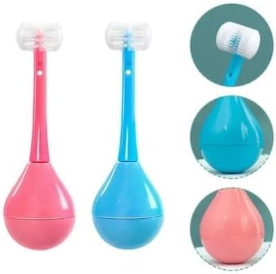 Estoy Kid Three Sides Soft Silicone Brush Head Manual Toothbrush, Cute Cartoon Creative Soft Toothbrush Suitable For Aged 2-12, Childrens Cleaning Toothbrush 1Pcs,Multicolour