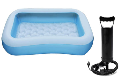 Inflatable Family Swimming Pool with Air Pump – Large Rectangular Kiddie Pool for Kids & Adults 6.7 FEETS (2.01m) LENGTH,5.9 FEETS (1.50m) BREATH AND 54 CM