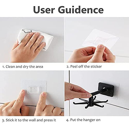 Shree Hari Plastic 360° Rotating Folding Hook Wall Mounted Sticker Kitchen Utensil Hanging Rotary Hook Rack with 6-Claw -2 Pieces