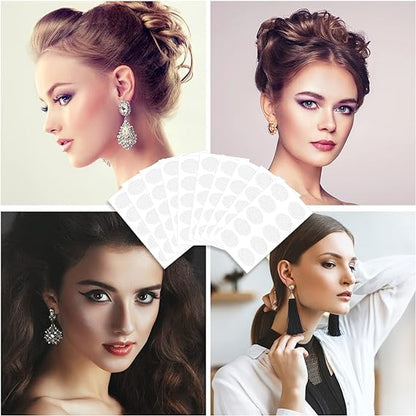30 Clear Earring Lobe Support Patches, Invisible Ear Lobe Lifters for Heavy Earrings, Ear Hole Protectors