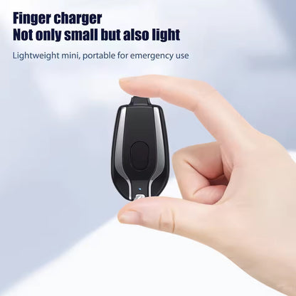 Mini Finger Charger, Ultra-Portable Emergency Power Bank | 1500mAh Mini Emergency Power Bank Keychain Charger