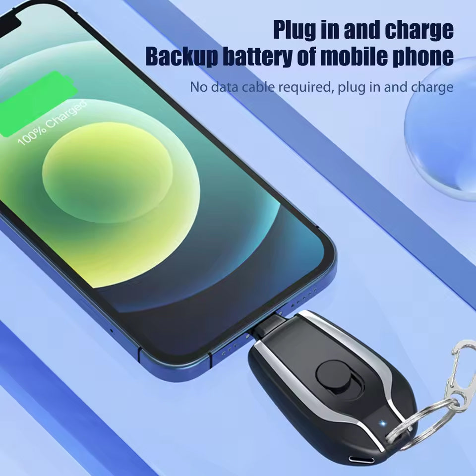 Mini Finger Charger, Ultra-Portable Emergency Power Bank | 1500mAh Mini Emergency Power Bank Keychain Charger