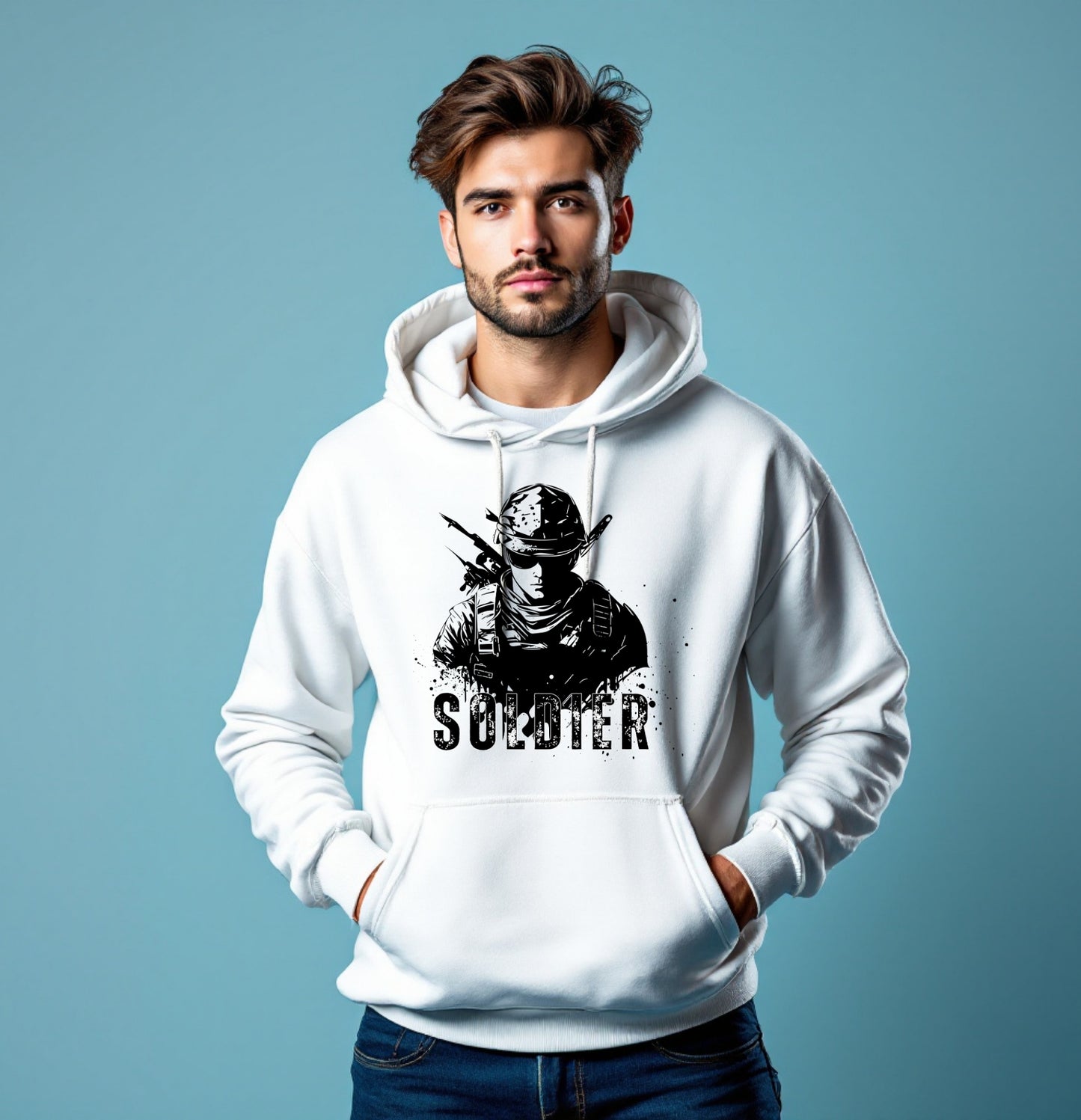 Soldier Hoodie - Military Style Graphic Sweatshirt, Tactical Warrior Hoodie, Army Inspired Streetwear