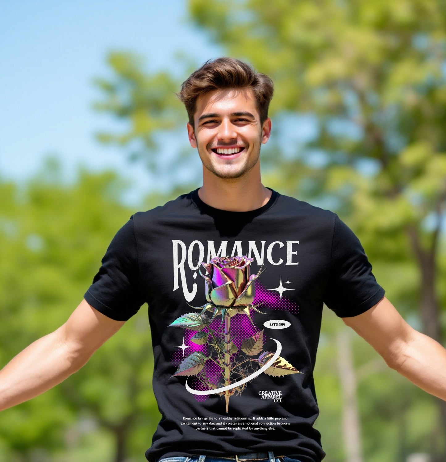 Romance Rose Graphic T-Shirt – Vintage Pop Love Aesthetic