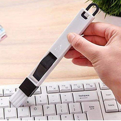 Estoy Plastic Dust Cleaning Brush for Window Frame, Keyboard Corners Brush with Mini Dustpan (Standard Size, Multicolour)