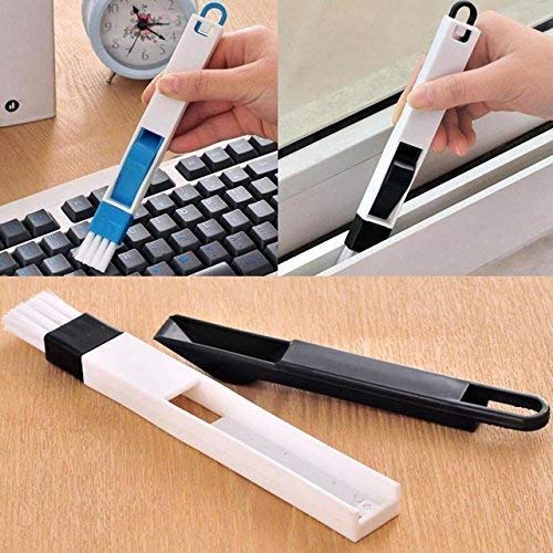 Estoy Plastic Dust Cleaning Brush for Window Frame, Keyboard Corners Brush with Mini Dustpan (Standard Size, Multicolour)