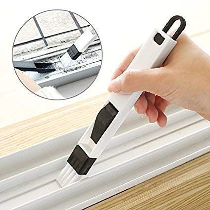 Estoy Plastic Dust Cleaning Brush for Window Frame, Keyboard Corners Brush with Mini Dustpan (Standard Size, Multicolour)