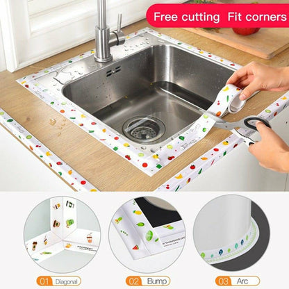 Waterproof Tape for Kitchen Sink Oil Proof Caulk Kitchen Sink Tape Waterproof for Corner Caulk Self Adhesive Sealing Tape Gap Sealer for Platform Bathroom (Multi Print1 Pcs) (1)