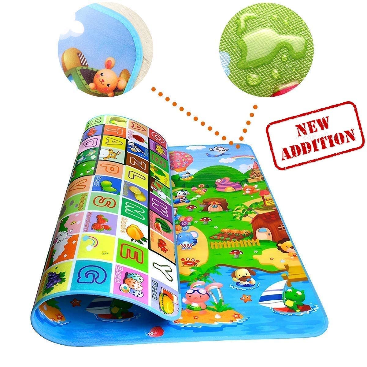 Foldable Kids Play Mat – Waterproof, Non-Toxic Foam Activity Mat with Educational Print (Standard Size - 6 Feet X 4 Feet), 1 Count
