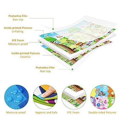 Foldable Kids Play Mat – Waterproof, Non-Toxic Foam Activity Mat with Educational Print (Standard Size - 6 Feet X 4 Feet), 1 Count