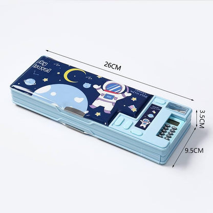 Space-Themed Multi-Functional Pencil Box for Kids – With Calculator & Pop-Up Compartments