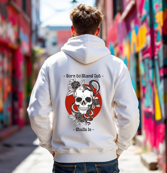 Born to Stand Out Skull Hoodie – Edgy Skull and Snake Graphic Sweatshirt