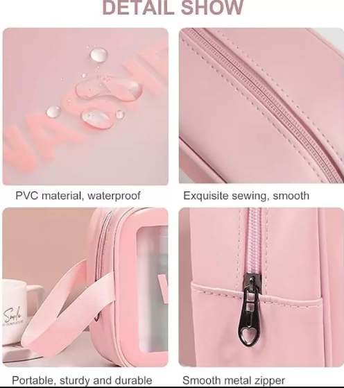 Transparent Waterproof Cosmetic 3 Pcs Wash Bag (Multicolor) – Travel Makeup & Toiletry Organizer