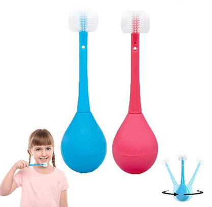 Estoy Kid Three Sides Soft Silicone Brush Head Manual Toothbrush, Cute Cartoon Creative Soft Toothbrush Suitable For Aged 2-12, Childrens Cleaning Toothbrush 1Pcs,Multicolour
