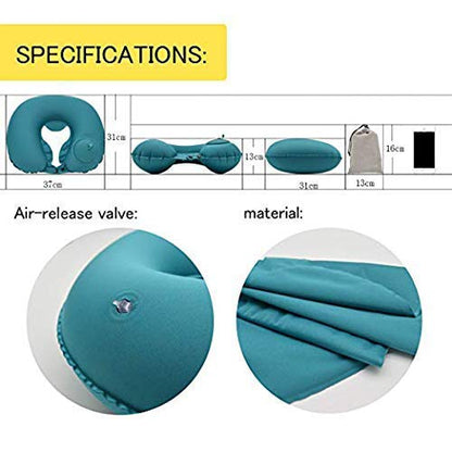 Inflatable Travel Neck Pillow with Built-in Pump