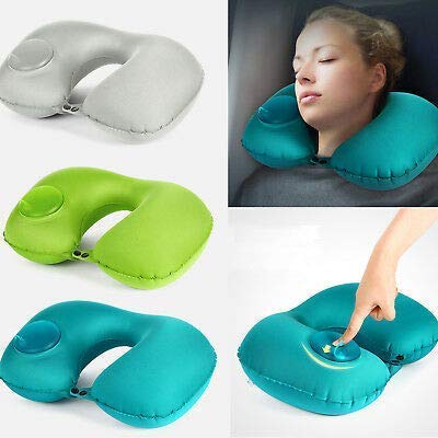 Inflatable Travel Neck Pillow with Built-in Pump