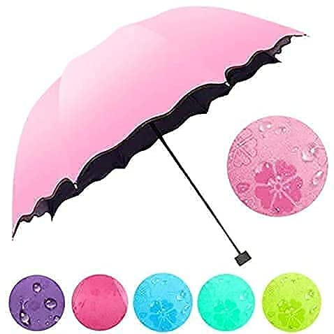 Fancy Magic Umbrella Changing Secret Blossoms Occur Stylish Windproof Double Layer with Water Magic Print 3 Fold Umbrella for Girls, Women, Boys