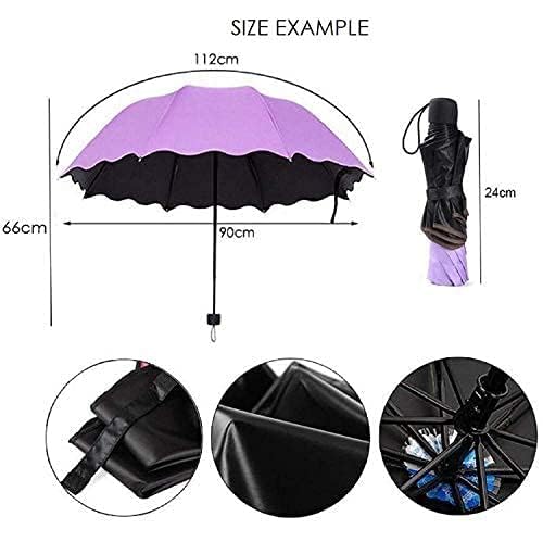 Fancy Magic Umbrella Changing Secret Blossoms Occur Stylish Windproof Double Layer with Water Magic Print 3 Fold Umbrella for Girls, Women, Boys