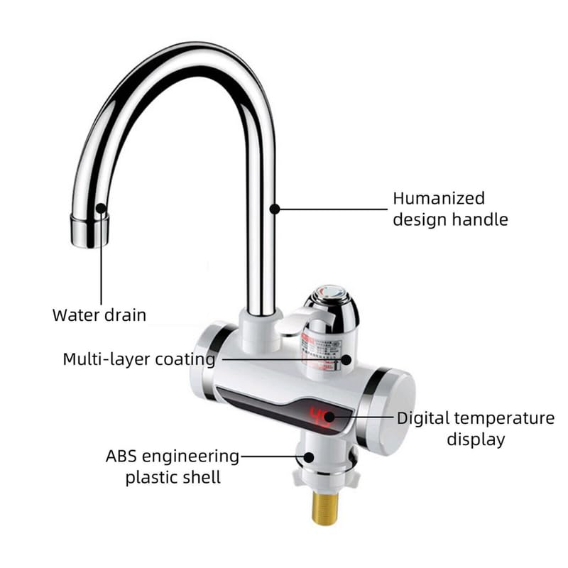 Estoy Instant Electric Hot Water Faucet with LED Temperature Display – 49°C Heating in Seconds