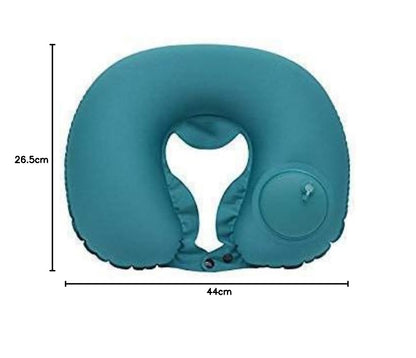 Inflatable Travel Neck Pillow with Built-in Pump