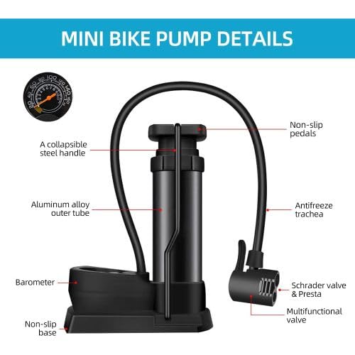 Air Pump With High-Pressure Foot Pedal for Sports Balls, Bikes, Inflatables and More - Compact and Heavy Duty