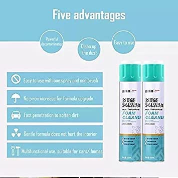 Foaming Car Interior Cleaner Multipurpose Foam Cleaner Spray | Car/Shoes/Sofa Cleaning Spray