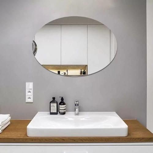Estoy  Mirror Sheets Self-Adhesive Plastic Mirror Tiles Non-Glass Mirror Stickers for Home Decoration (Large, Oval)