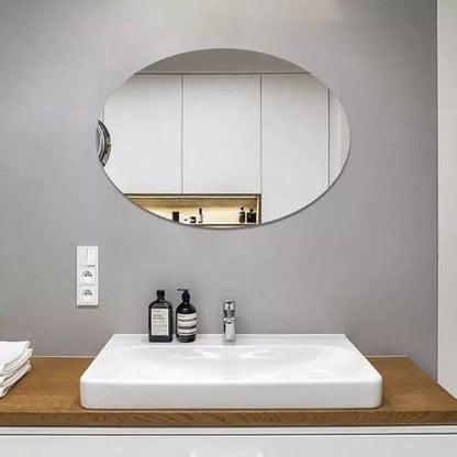 Estoy  Mirror Sheets Self-Adhesive Plastic Mirror Tiles Non-Glass Mirror Stickers for Home Decoration (Large, Oval)