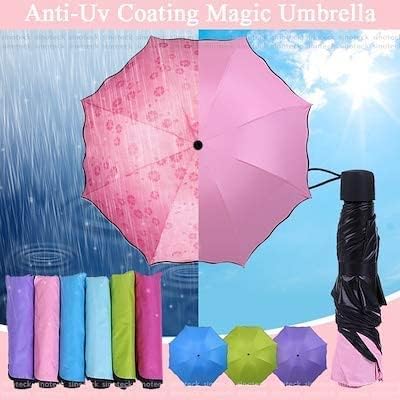 Fancy Magic Umbrella Changing Secret Blossoms Occur Stylish Windproof Double Layer with Water Magic Print 3 Fold Umbrella for Girls, Women, Boys
