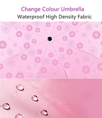 Fancy Magic Umbrella Changing Secret Blossoms Occur Stylish Windproof Double Layer with Water Magic Print 3 Fold Umbrella for Girls, Women, Boys