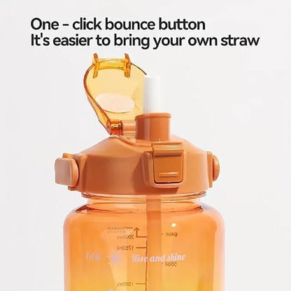 Motivational Time Marker Water Bottle with Straw & Handle | Bpa-Free Fitness 3 PCS Transparent Motivational Water Bottles  |