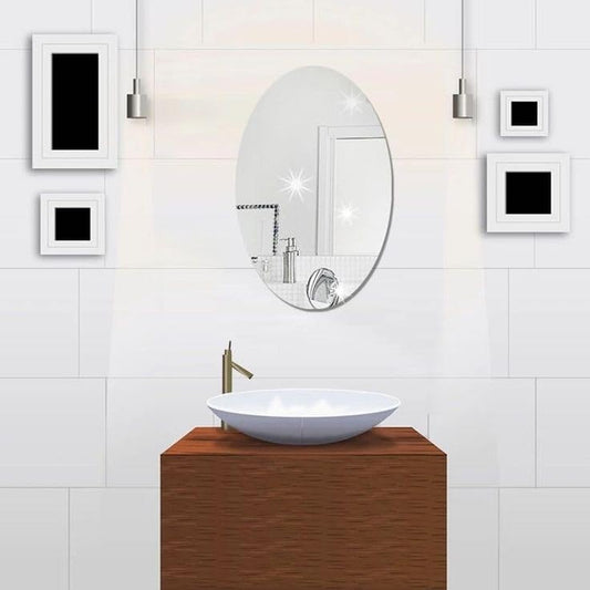 Estoy  Mirror Sheets Self-Adhesive Plastic Mirror Tiles Non-Glass Mirror Stickers for Home Decoration (Large, Oval)