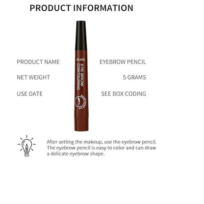 Estoy Waterproof 4 Points Microblading Eyebrow Pen with a Micro-Fork Tip Applicator Creates Flawless Natural Looking Eyebrows SmudgeProof Eyebrow Pencil (Dark Brown)