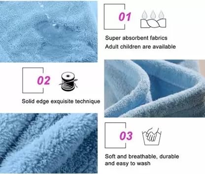 Microfiber 300 GSM Hair Towel Wrap Quick-Drying & Luxuriously Soft Hair-Drying Bathrobe for All Seasons - Elegant Design Hair Dry Cap, Made in India, Easy Care (Blue & Pink, Pack of 2)