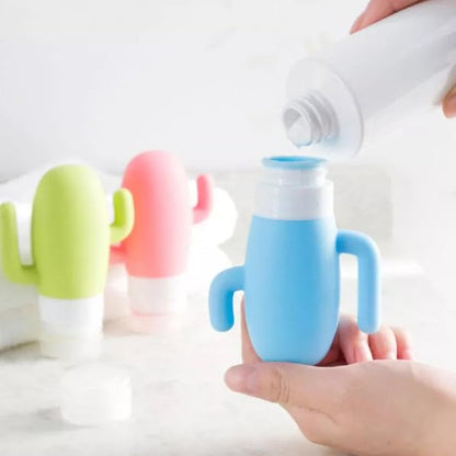 Cute Cactus Travel Silicone Refillable Bottle – Leak-Proof & Squeezable