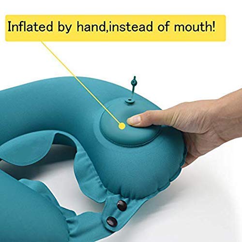 Inflatable Travel Neck Pillow with Built-in Pump